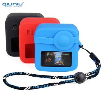 

QIUNIU Silicone Protective Soft Rubber Housing Case Cover + Camera Lens Cap + Wrist Strap for GoPro Max Go Pro Case Accessories