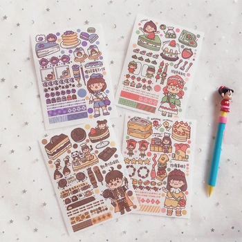 

4PCS/bag girl delicious cake series stickers DIY scrapbooking journal week album diary happy plan decoration stickers