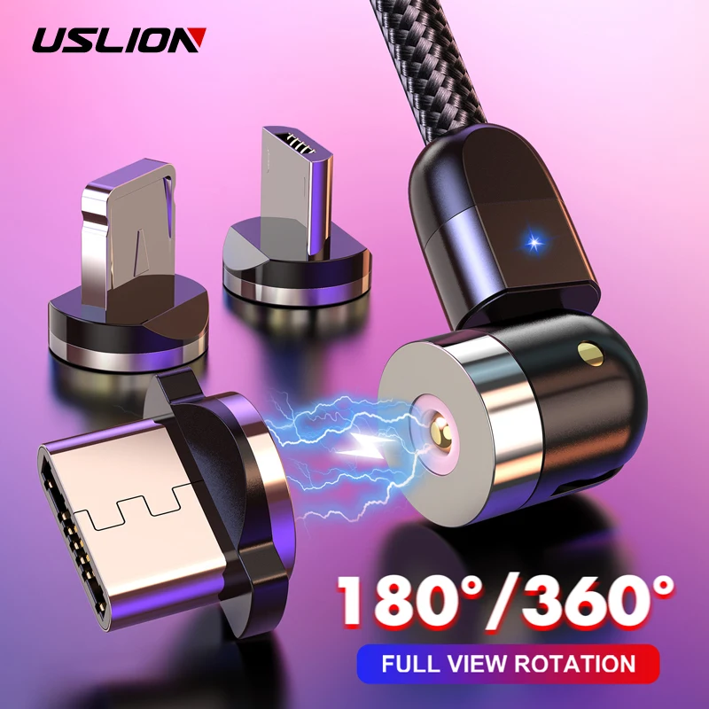 USLION Magnetic USB Cable Fast Charging Type C Cable Magnet Charger Micro USB Cable Mobile Phone USB Cord New 360º+180º Rotation|Mobile Phone Cables| - AliExpress