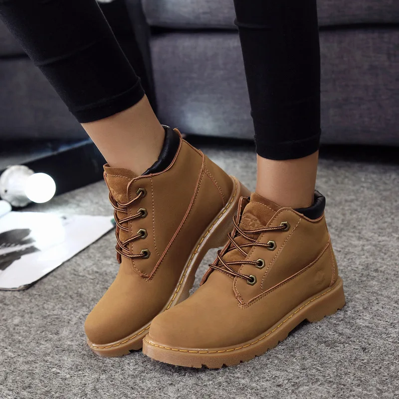 

Plus Velvet Short Boots Women's Autumn And Winter Boots Genuine Leather Dull Polish Martin Boots Rubber Sole British-Style Large