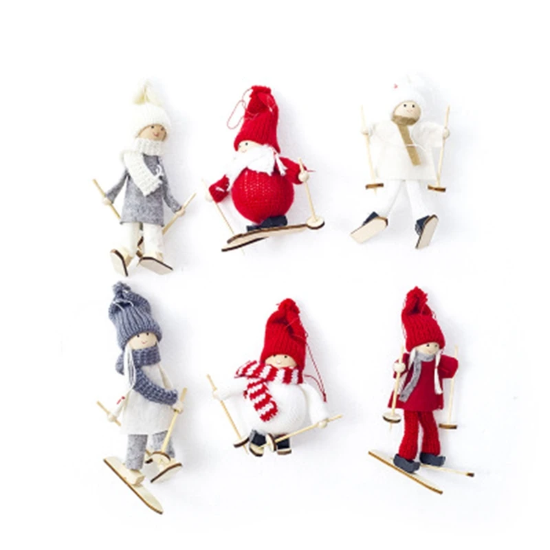 6-Piece Set of Christmas Decorations Pendants Ski Dolls Doll Tree | Дом и сад