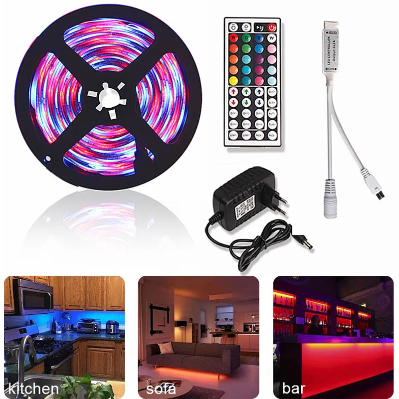 

LED Strip Light 5M 10M 15M Waterproof Flexible Led Ribbon light SMD 2835 Diode Tape DC 12V Bluetooth Remote Control and Adapter