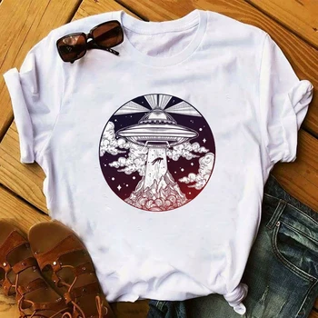 

Women 2020 UFO Alien Cute Cartoon Casual Fashion Clothing Lady Womens Top T Shirt T-shirts Ladies Graphic Female Tee T-Shirt