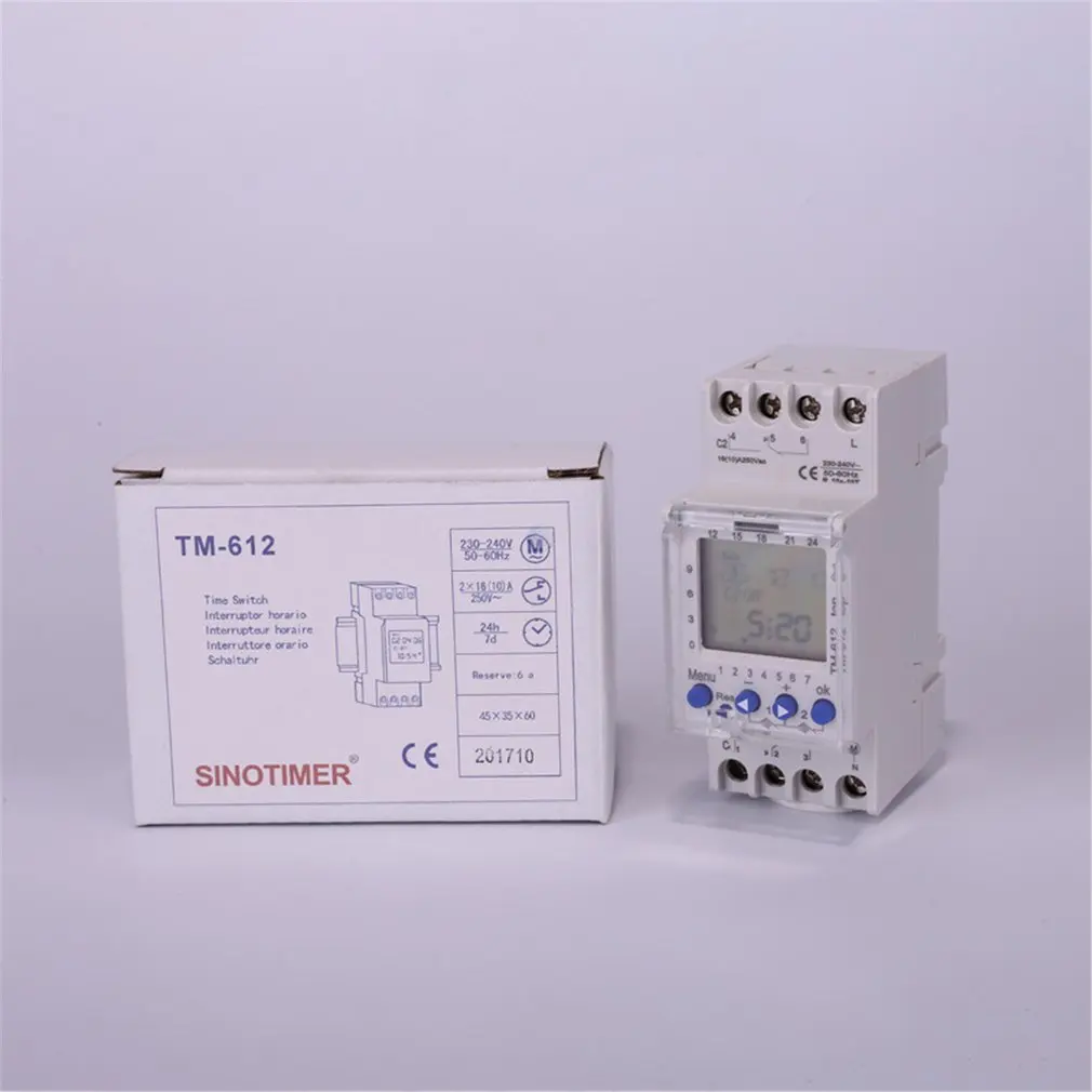 SINOTIMER 220V TM612 двухканальный таймер 7 дней 24 часа программируемый электронный ЖК-цифровой таймер с двумя релейными выходами