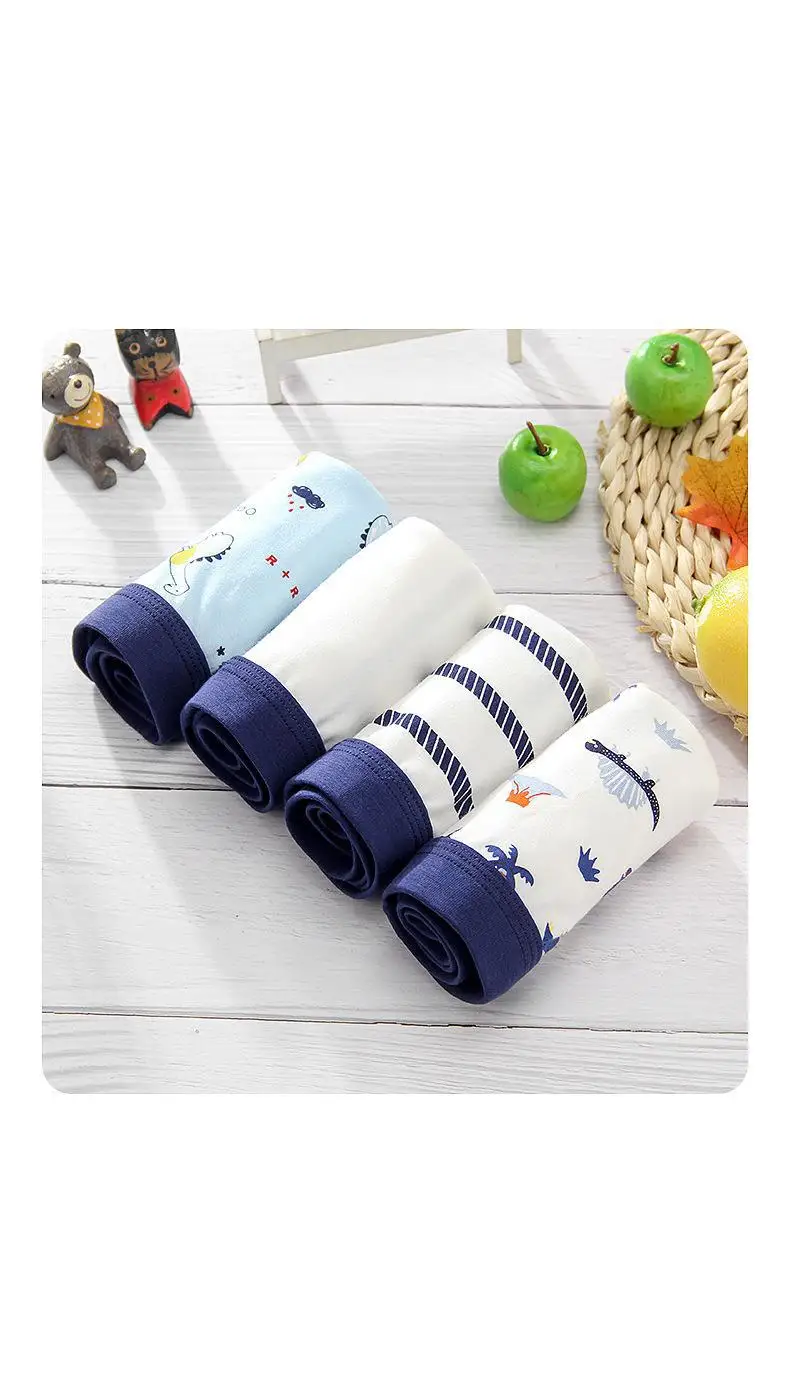 Calcinha para Meninos do Bebê Interior das Crianças Cuecas para Meninos Lote Algodão Macio Respirável Bonito Calças Crianças Jovens Boxer Roupa 4 Pçs - 5 Roupa íntima