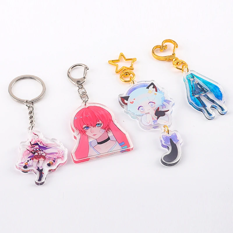 Fashion Anime Custom Keychains Cartoon Clear Acrylic Key Chain Photo Customized Hologram Plastic Personalized Charms Keyring