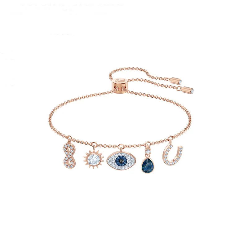 Высокое качество дьявольский глаз браслет с дизайном «солнце» женский цифровой 8 кристалл элегантный ручной цепи SWA ключицы ожерелье Элегантный Рождественский подарок - Окраска металла: Bracelet