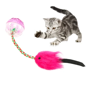 

New Cat Toys Interactive Cat Bell Toy Artificial Bell Ball Small Fish Bell Fur Fish Rope Cat Toy Ball For The Cat