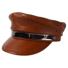 Осенне-зимние женские армейские Кепки из искусственной кожи, одноцветная кожаная кепка газетчика, женские армейские кепки, плоская верхняя Военная Кепка