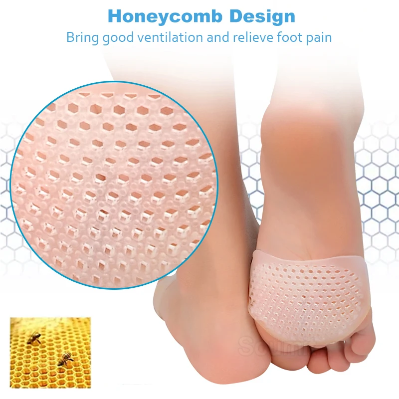 Silicone Honeycomb Forefoot Pads for High Heel Shoes Pain Relief Half Yard Insoles Foot Protector Anti-slip Inserts
