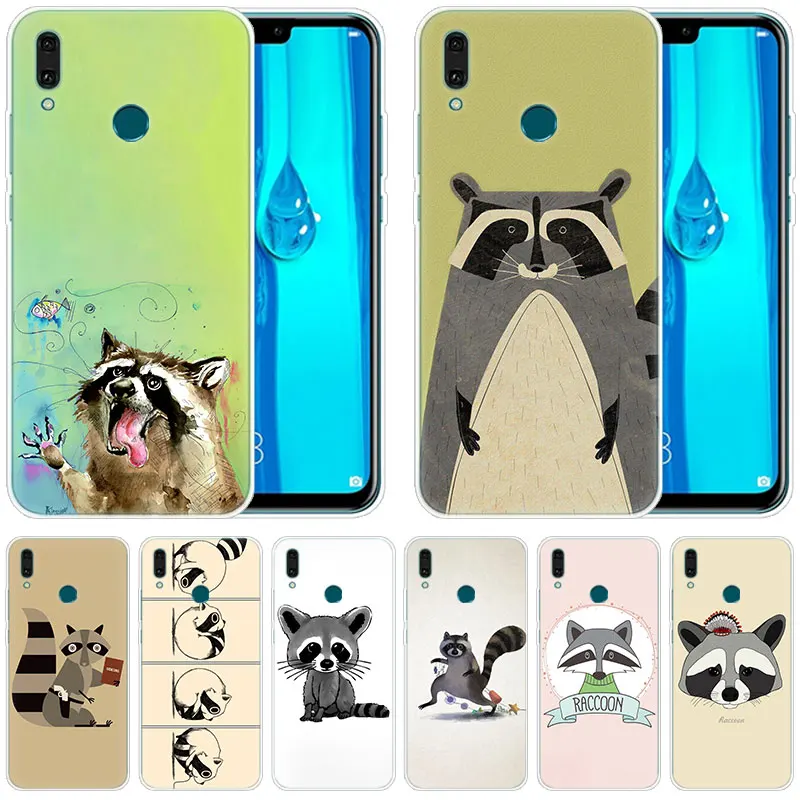 Роскошный мягкий чехол с милым рисунком енота для Huawei Mate 30 20 Lite 10 Pro Y5 Y6 Y7 2019 Y9 Prime 2018