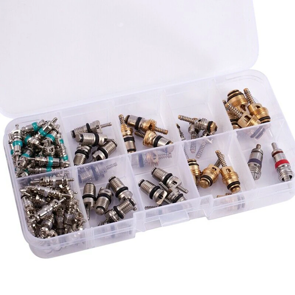 

100pcs Car Air Conditioner Valve Core Kit R134A Auto A / C Core Valves Automotive Air Conditioning Assortment Kit