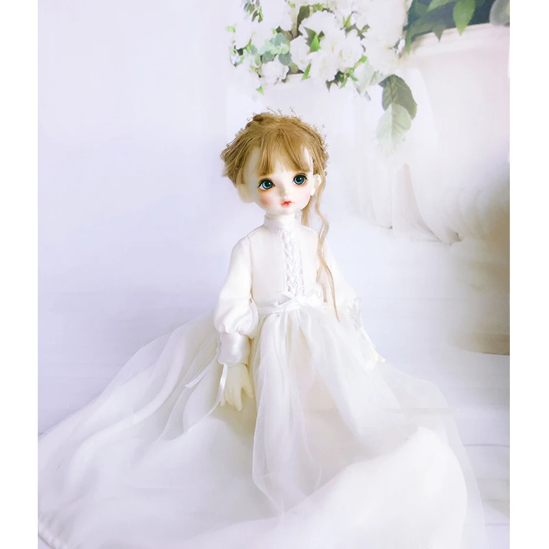 BJD платье BJD шифоновая юбка платье куклы+ украшение волос+ носок для 1/6 1/4 1/3 BJD гигантские аксессуары для детской Куклы костюм белое платье - Цвет: Белый