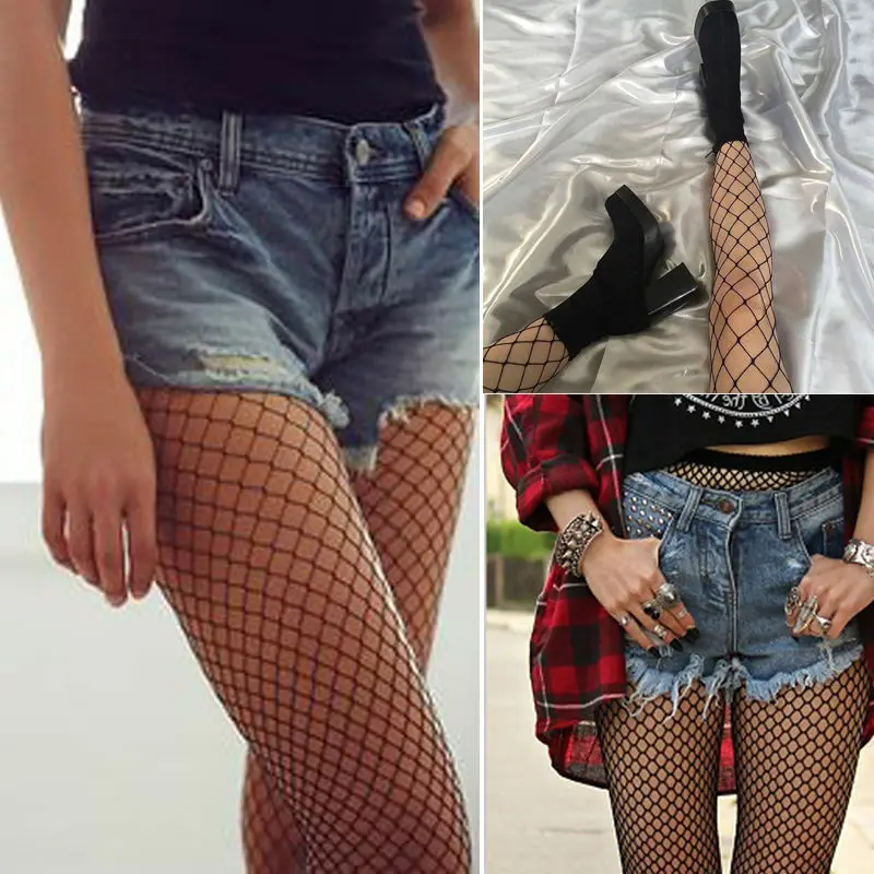 Big Hole Women Ladies Black Mesh Fishnet Net Pattern Pantyhose Stockings Sock Sexy High Street clothes shorts Female popular | Женская