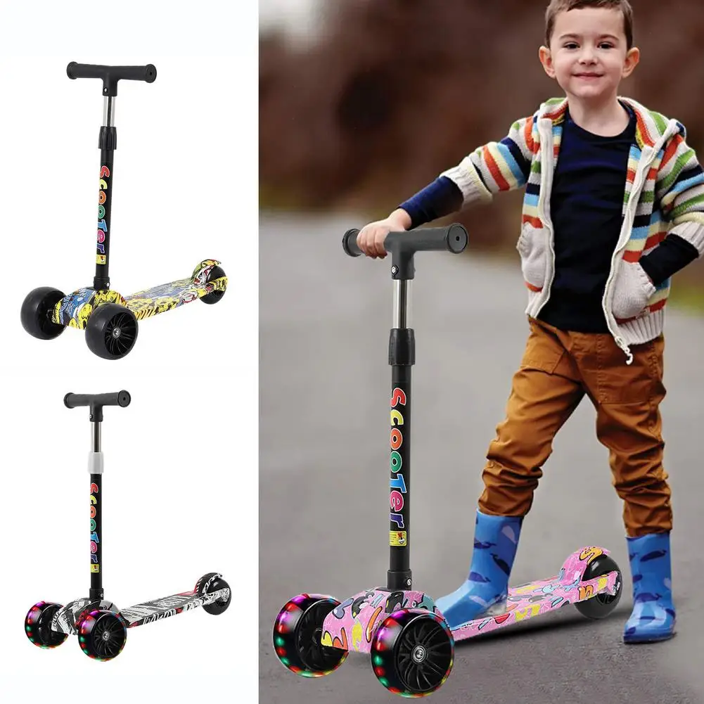 Folding Scooters With 3 Light Up Wheel Portable Adjustable Height 5 Levels Widened Pedals Lightweight Scooter For Kids children scooter,folding scooter