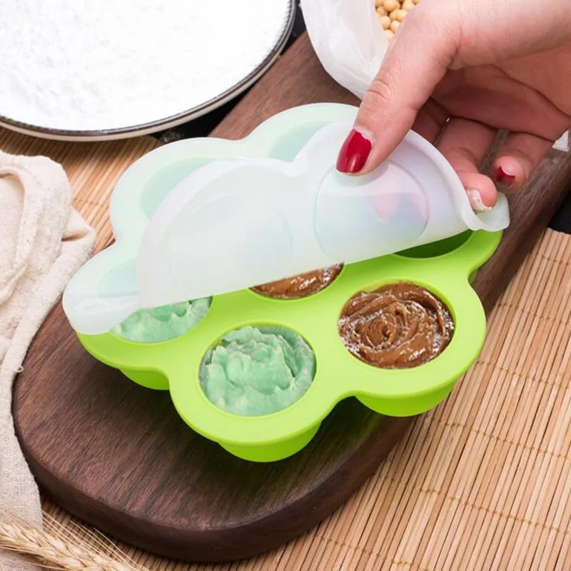 

Multifunctional Safety Silicone Baby Infant Flower Lattice Food Container Fruit Breast Milk Storage Box Freezer Tray