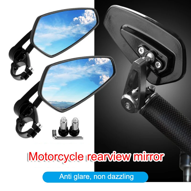 Hot 1 Pair Motorcycle Bar End Mirrors Rear View CNC 22mm Rear End Bar Rearview Mirror J99