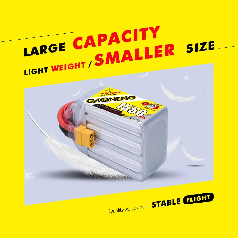Новейшая батарея Gaoneng GNB 1550mAh 22,2 V 100C/200C 6S Lipo с разъемом XT60 для гоночного дрона FPV RC квадрокоптера вертолета автомобиля