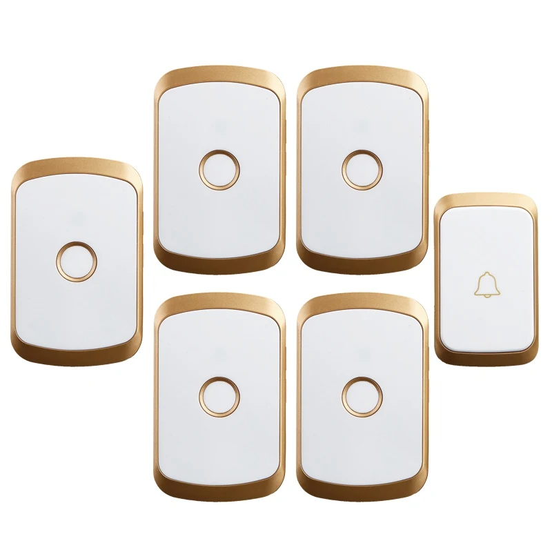 

Wireless Waterproof Doorbell 300M Remote US EU UK AU Plug LED Flash 1 Buttons 5 Receivers Home Cordless Calling Bell Chime