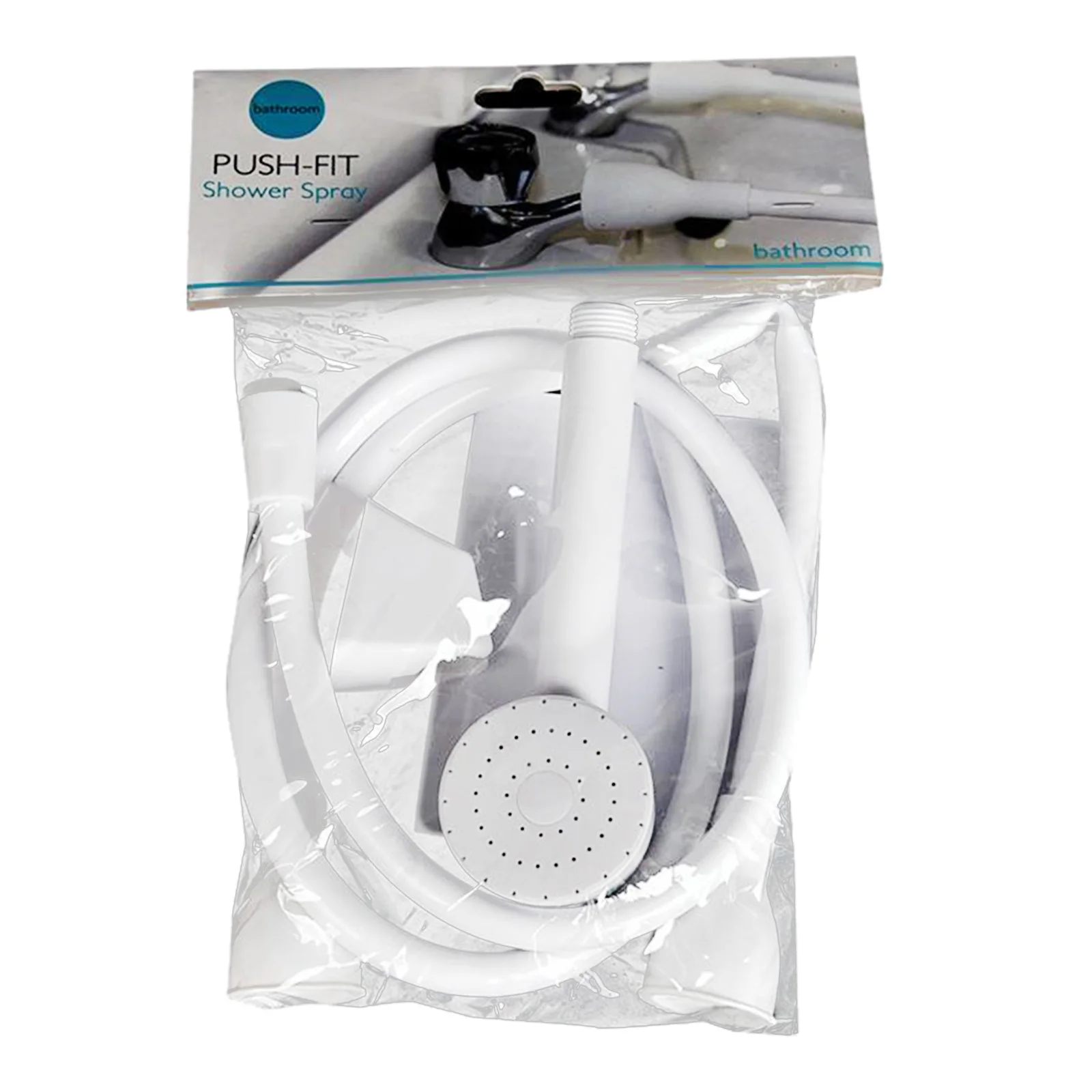 Double Tap Bath Shower Spray Head Hose PUSH-FIT for Hair Dresser White