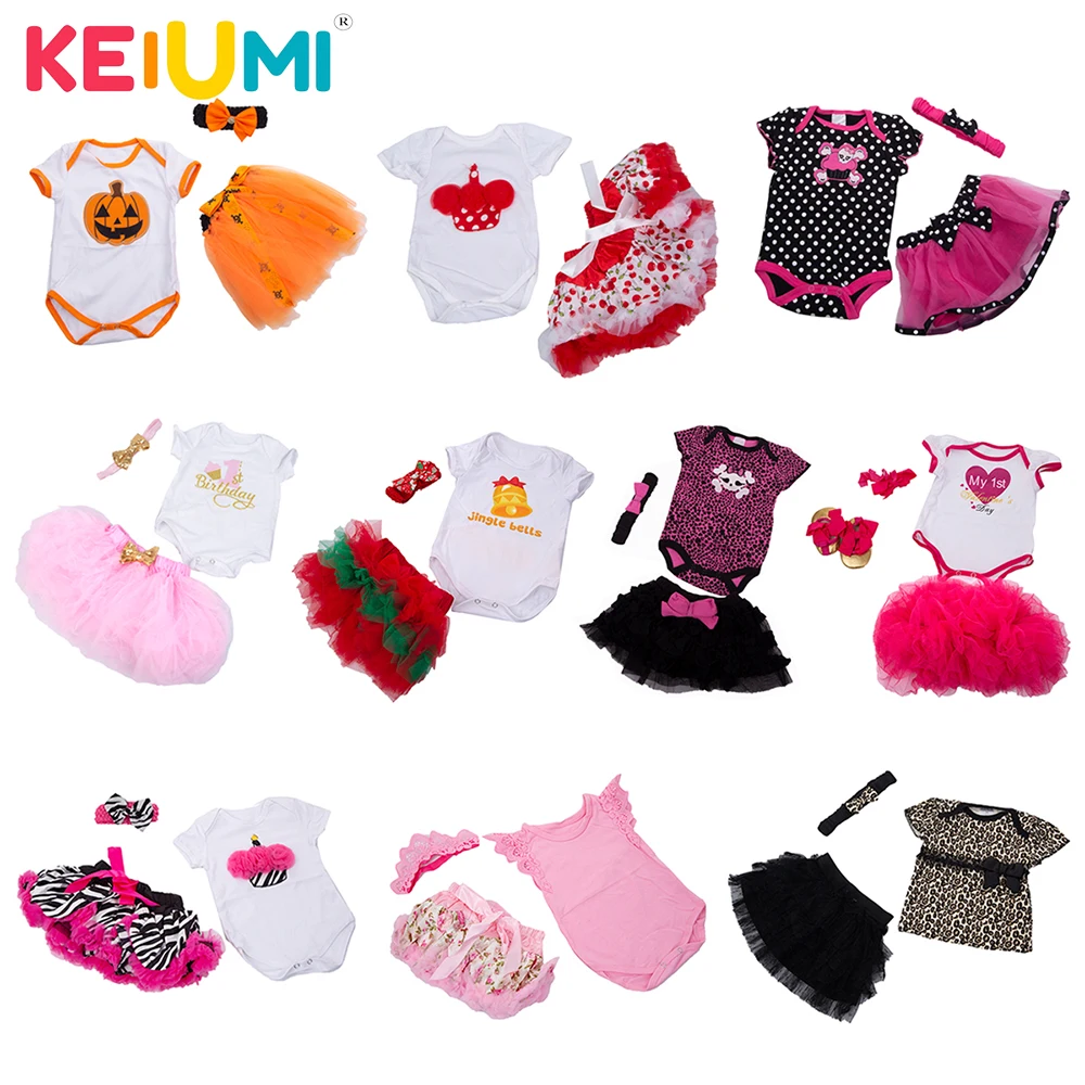 

KEIUMI 22-23 inch Baby Girl Clothes Random 3 Pcs/Set Fashion Style Baby Rompers Clothing For 55-57 cm Babies Accessories