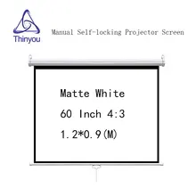 Thinyou 60 inch 4:3 Matte White Manual self-locking Projector Screen Pull Down Manual With Auto Self-Lock Suit For Cinema Office
