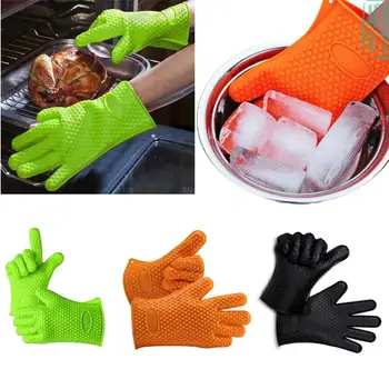 

1pcs Kitchen Baking Cooking BBQ Glove Heat Resistant New Silicone Oven Thick Grill Glove Oven Mitts Kitchen Gadgets Accessories