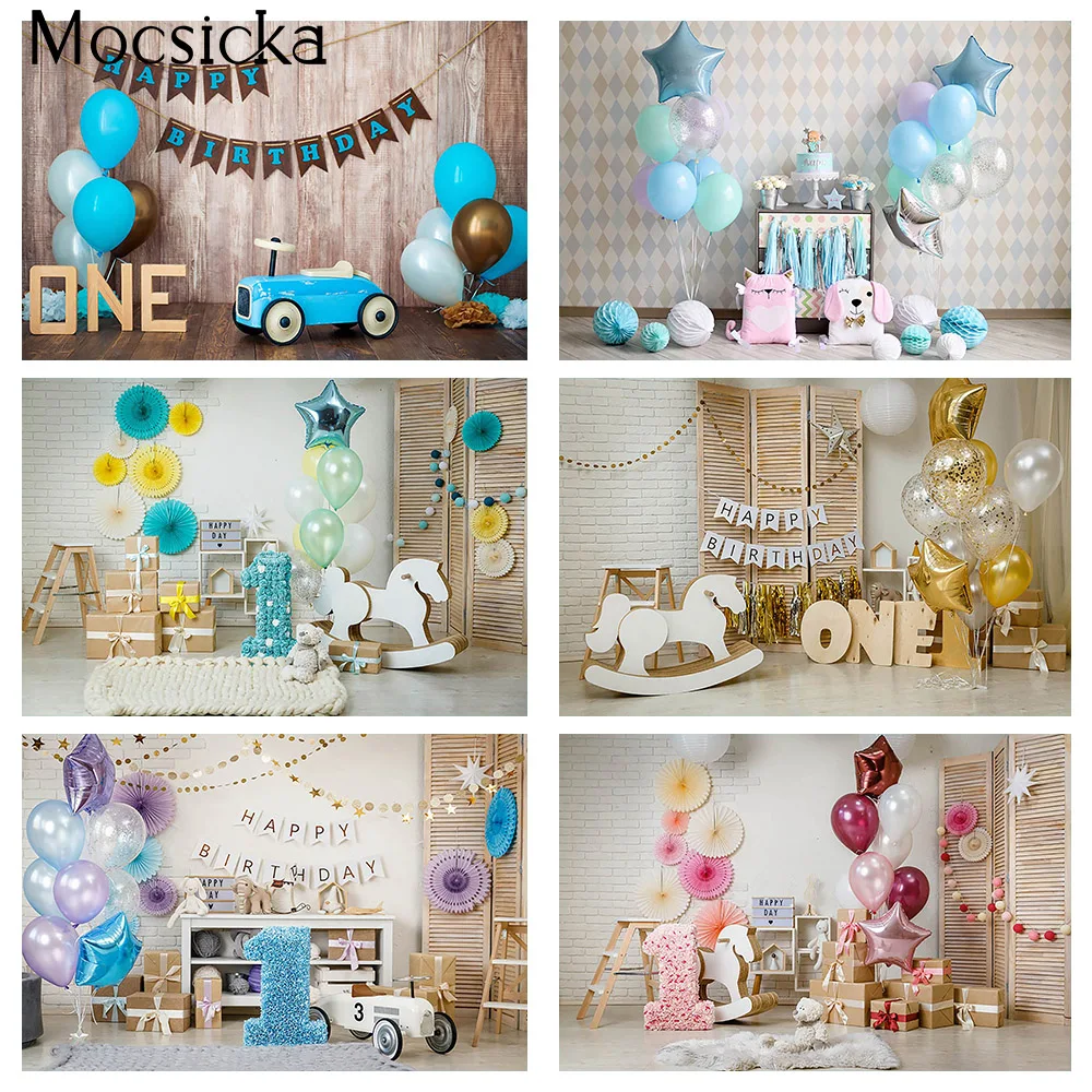 

1st Birthday Cake Smash Newborn Kids Portrait Photo booth Background Studio Children Happy Birthday Party Decoration Supplies