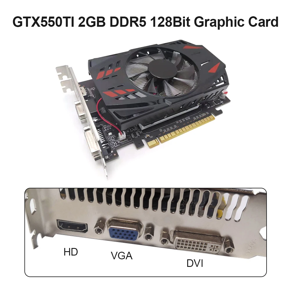 gpu computer Video Card GTX550TI 2GB 128Bit DDR5 Graphics Cards PCI-Express2.0 VGA DVI Desktop For NVIDIA Games gaming card for pc