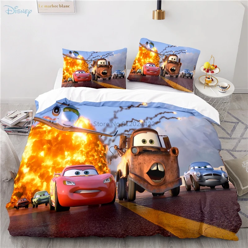 Red Lightning McQueen Bedding Set Cartoon Disney Cars Duvet Cover Bed