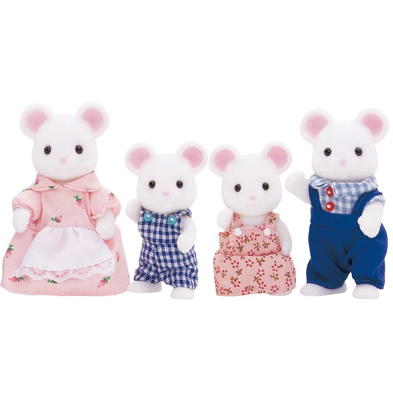 Sylvanian Families белая мышь семейный кукольный домик 4 шт. Набор фигурок родители и дети игрушка-подарок для девочки Новинка 4121