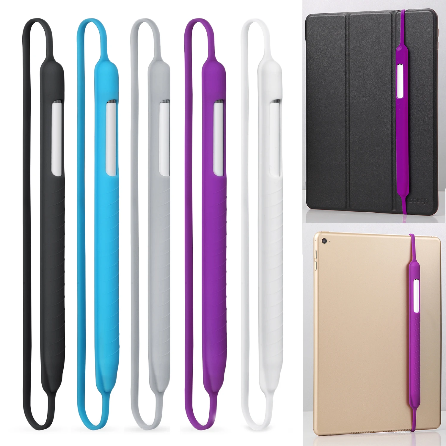Силиконовый защитный чехол держатель с эластичным ремешком для Apple Pencil iPencil 1 2