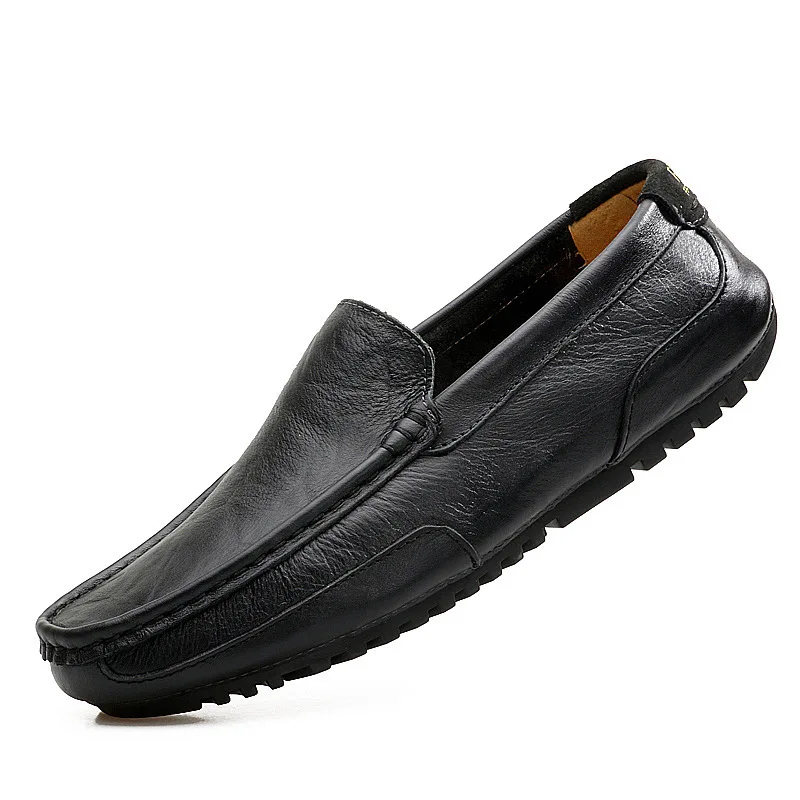 Genuine leather men casual shoes mens soft loafers breathable slip on lazy driving shoes men flat shoes father walking shoes
