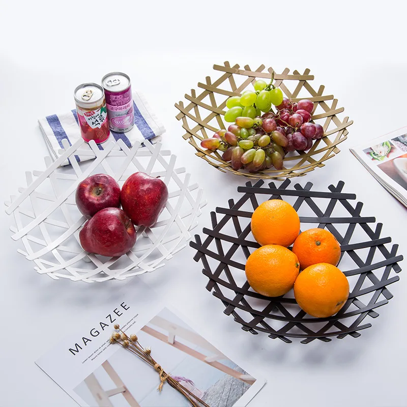 

European Style Fruit Plate Living Room Creative Household Luxury Coffee Table Top Snacks Storage Thick-Style Iron Fruit Basket