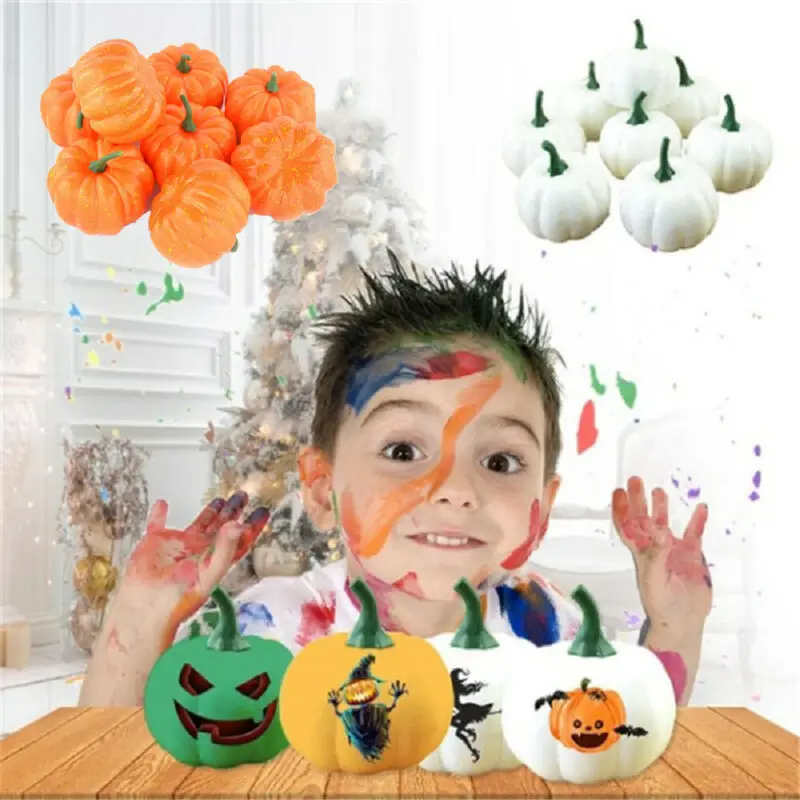 8/16 Set Halloween Simulation Pumpkin Toys Holiday Party Decoration Kids Graffiti Pumpkin Halloween Photography Props Child Toy