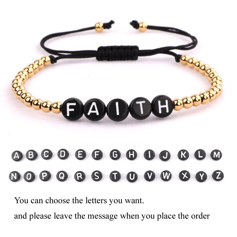 Fashion Beads Women Men Jewelry New Design Small 4mm Gold Stainless Steel Beads DIY Letters Inspired Bracelet Women Men