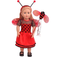 18 дюймов, с круглым вырезом, для девочек Детский костюм Русалочки красная пчела комплект+ волшебная палочка+ Крылья Американский новорожденного платье детские игрушки подходит 43 см для ухода за ребенком для мам Baby doll c813