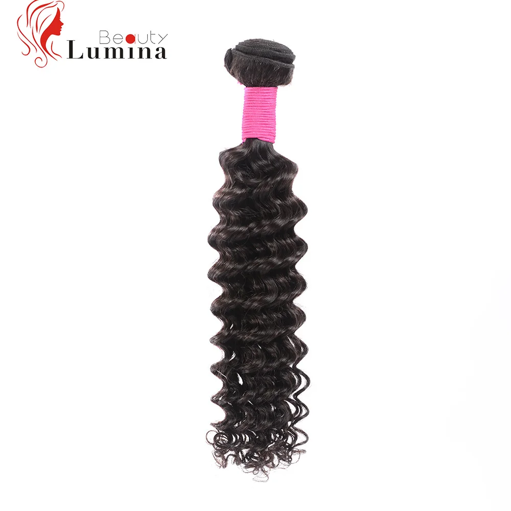 Бразильские пучки волос плетение 3 пучка глубокая волна двойной уток 100 грамм Remy человеческие волосы наращивание натуральные черные красота Lumina волосы