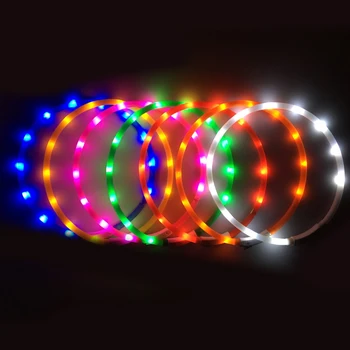 

Dogs Collars Pet Dog Glowing Collar USB Rechargeable Flashing Night Cat Collars Teddy Luminous LED Light Pet Collar Leash Hot