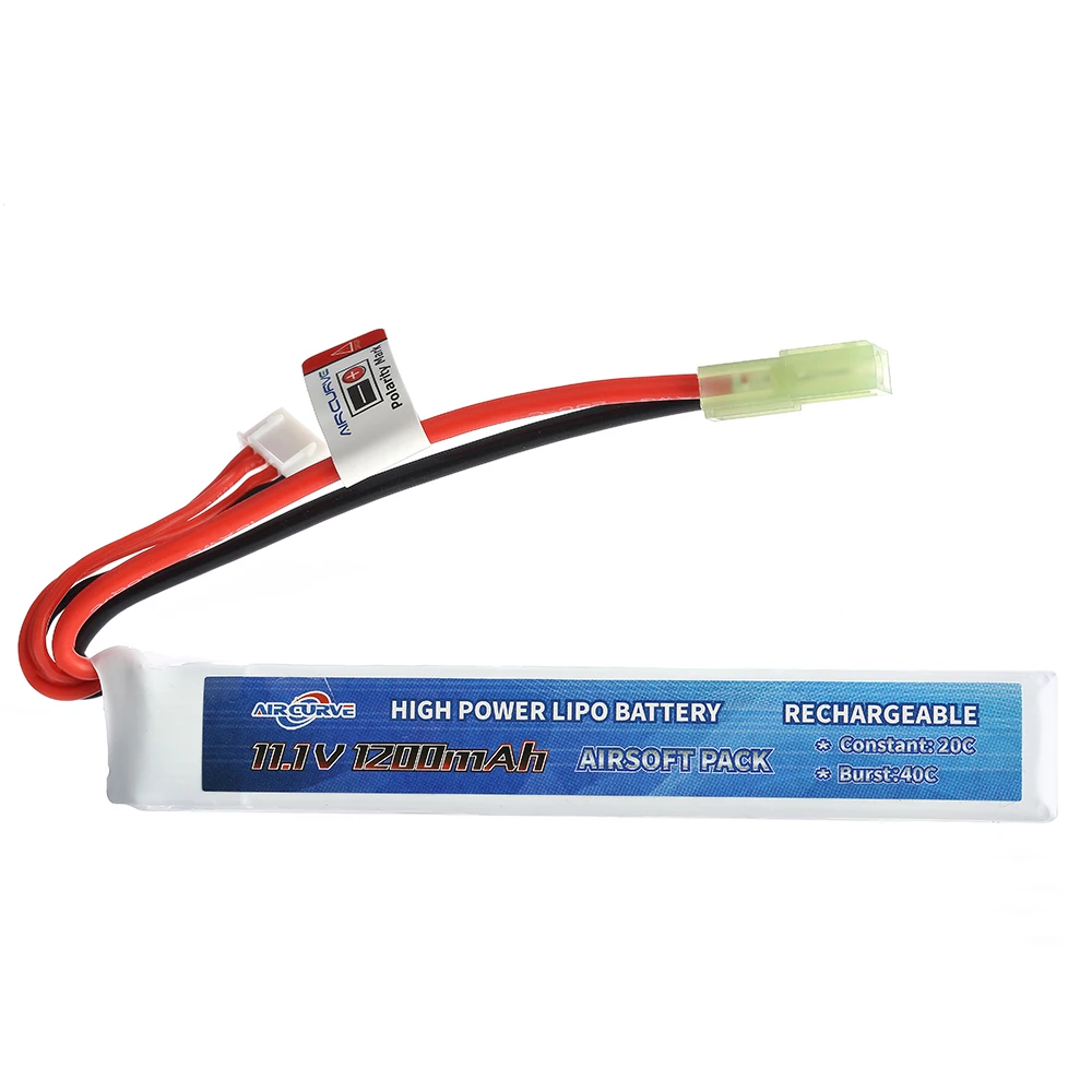 

Aircurve Airsoft Lipo Battery 11.1v 1200mah fit for Airsoft Air BB Guns Pistol Rifle Metal RC Car RC model Boat AEG Guns Mosfet