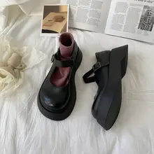 Zapatos Mary Jane Pu francés Retro zapatos Lolita zapatos Jk Loli Lo zapato 2020 primavera nueva cabeza redonda japonés, tacón grueso