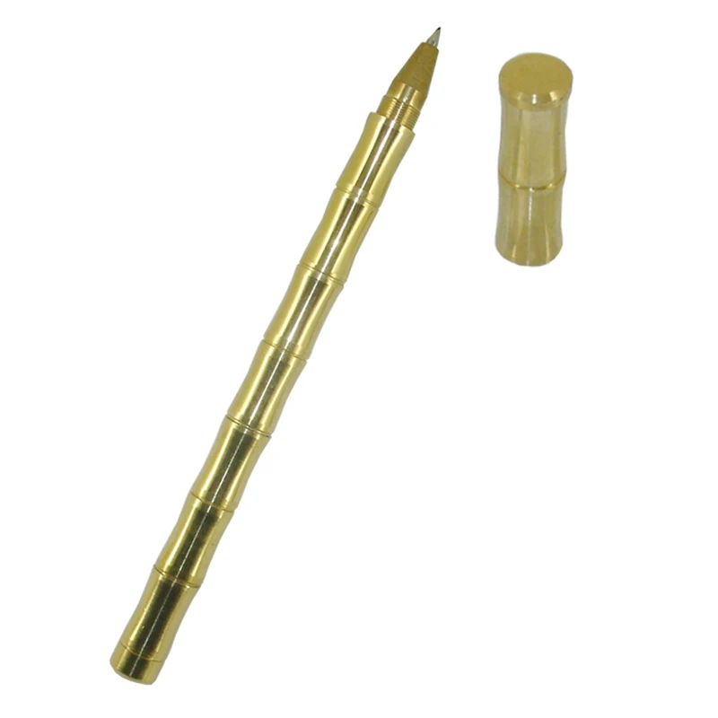 ACMECN Solid Brass Gel ink Pen 0.5mm Bamboo style 46g Heavy Joint Solid Brass Pen Office Stationery Gifts Antique Signature Pens antique brass bamboo style single handle waterfall bathroom basin vanity sink faucet mixer tap kd733