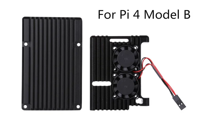 Алюминиевый корпус с двойным охлаждающим вентилятором для Raspberry Pi 4/3 Модель B+ металлический корпус черный корпус Raspberry Pi 4/3 Модель B+ чехол - Цвет: case fan for PI 4