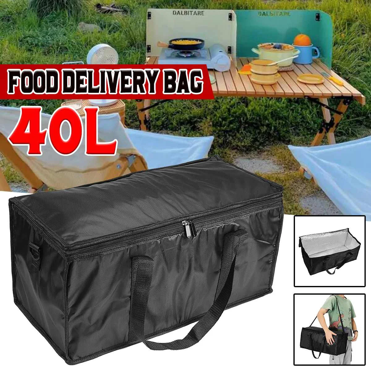 40L Extra Large Thickening Cooler Bag Oxford Ice Pack Insulated Lunch Bag Cold Storage Bags Fresh Food Picnic Container