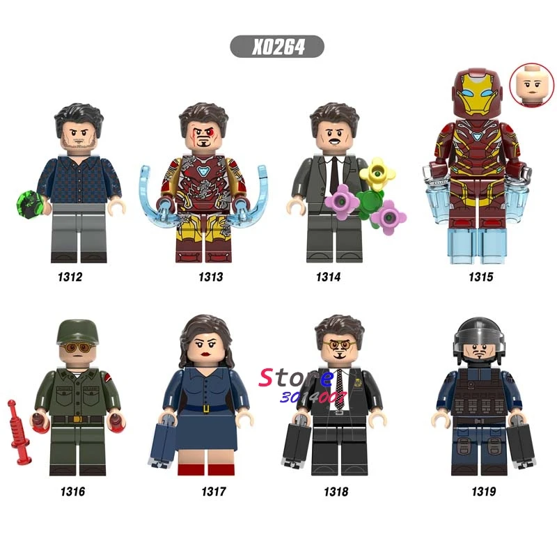 

Single Avengers Endgame Bruce Banner Iron Man Peggy Carter Tony Stark Pepper IronMan Captain America building blocks Kids Toys