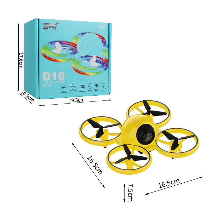 D10 светильник мини-Дрон маленький четырехосный самолет детский игрушечный Радиоуправляемый летательный аппарат