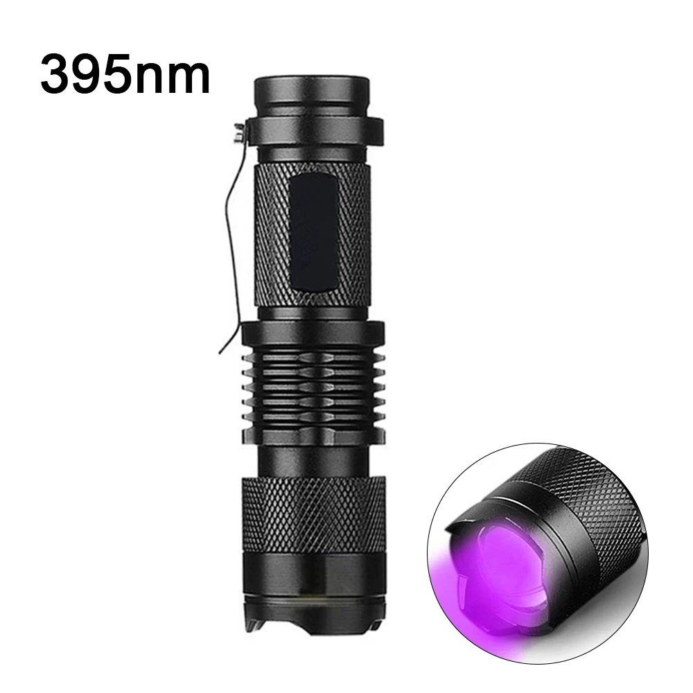 LED UV Flashlight Ultraviolet Torch With Zoom Function Mini UV Black Light Pet Urine Stains Detector Scorpion Hunting Torches torch laser Flashlights