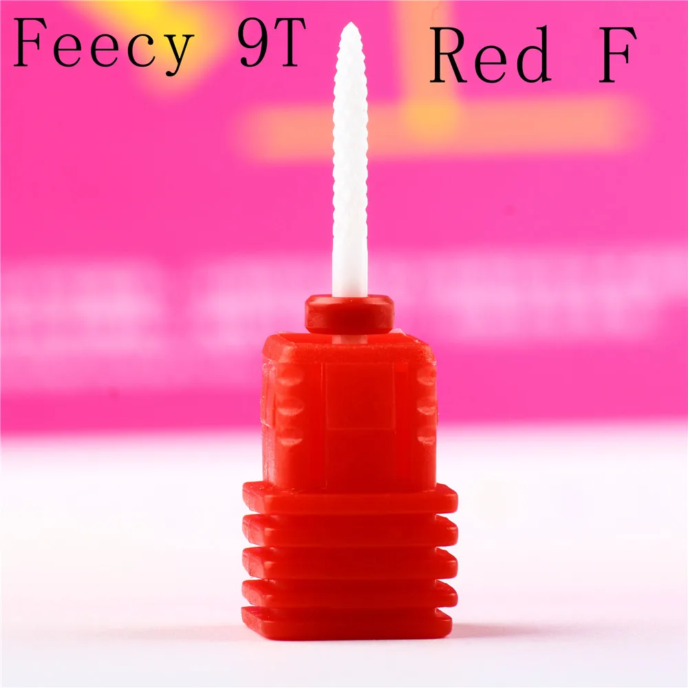 Feecy 9T red F Фреза для маникюра, фреза для ногтей, фреза для педикюра, фреза для ногтей, фреза для дизайна ногтей, керамическая фреза для маникюра - Цвет: Feecy 9T red F