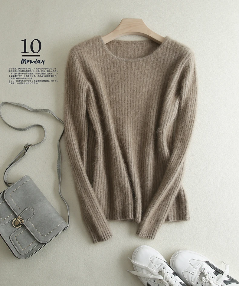 Loose Sweater Women Hot Sale Soft Jumpers Mink Cashmere Knitted New O-Neck Standard Clothes Ladies Pullovers
