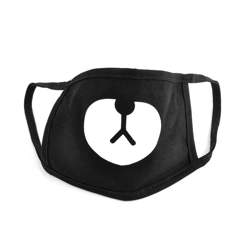 Велосипедная маска для лица 1 шт. черная хлопковая маска с изображением медведя Маска Защитная повязка респиратор мультяшная маска от пыли Kpop хлопковая маска для губ